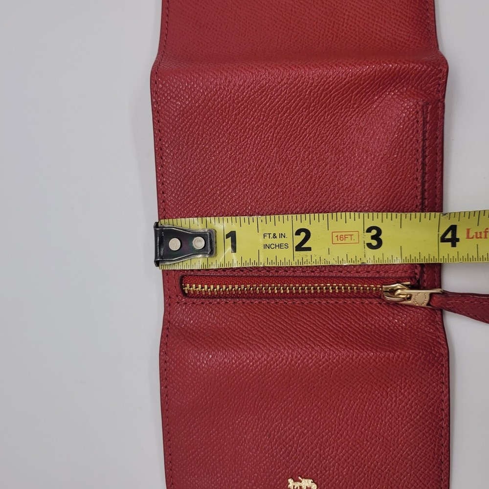 Coach Small Trifold Wallet True Red Crossgrain Leather F87588 - Picture 7 of 8